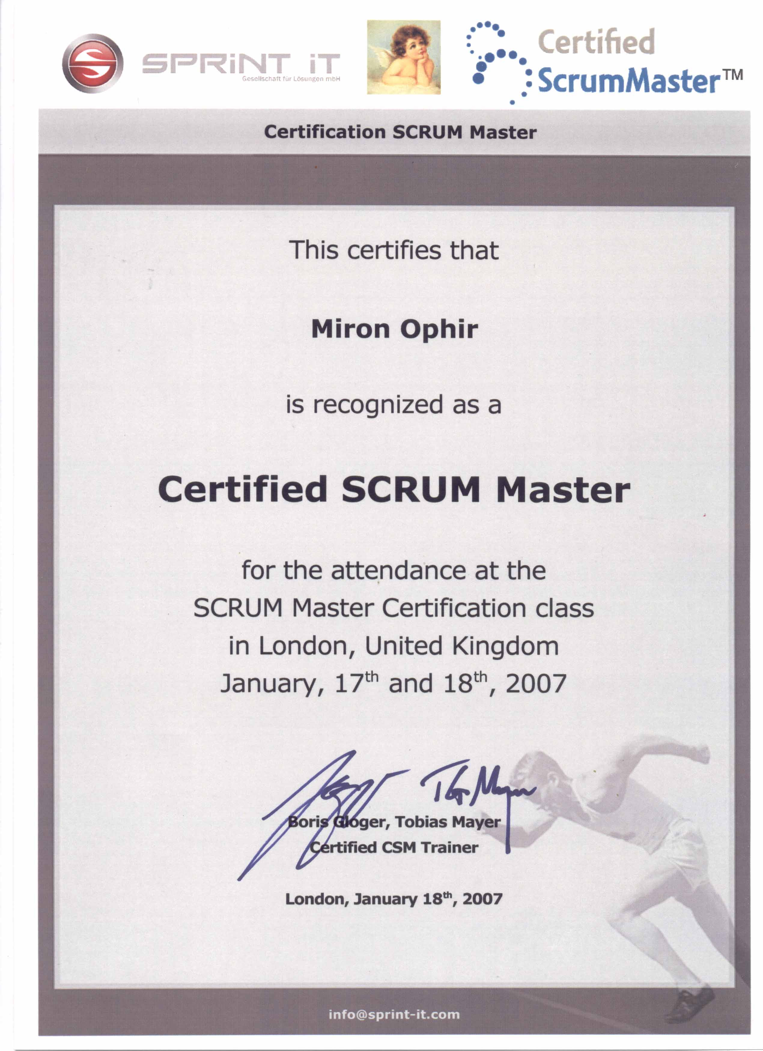 SCRUM Master certificate